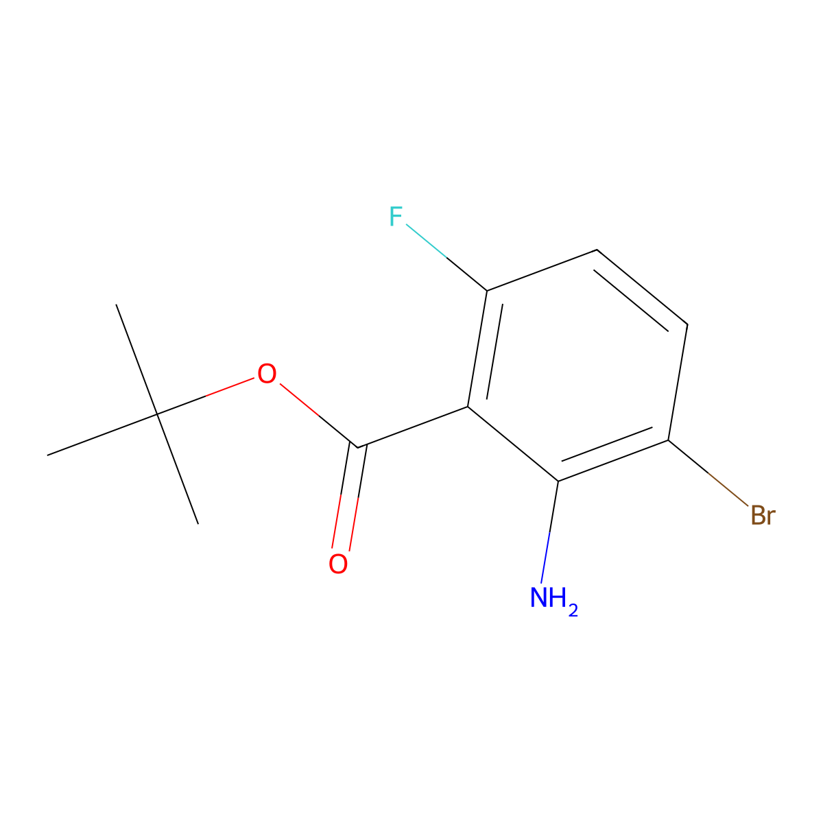 Tert-butyl 2-amino-3-bromo-6-fluorobenzoate molecular structure, CAS 2248393-79-3