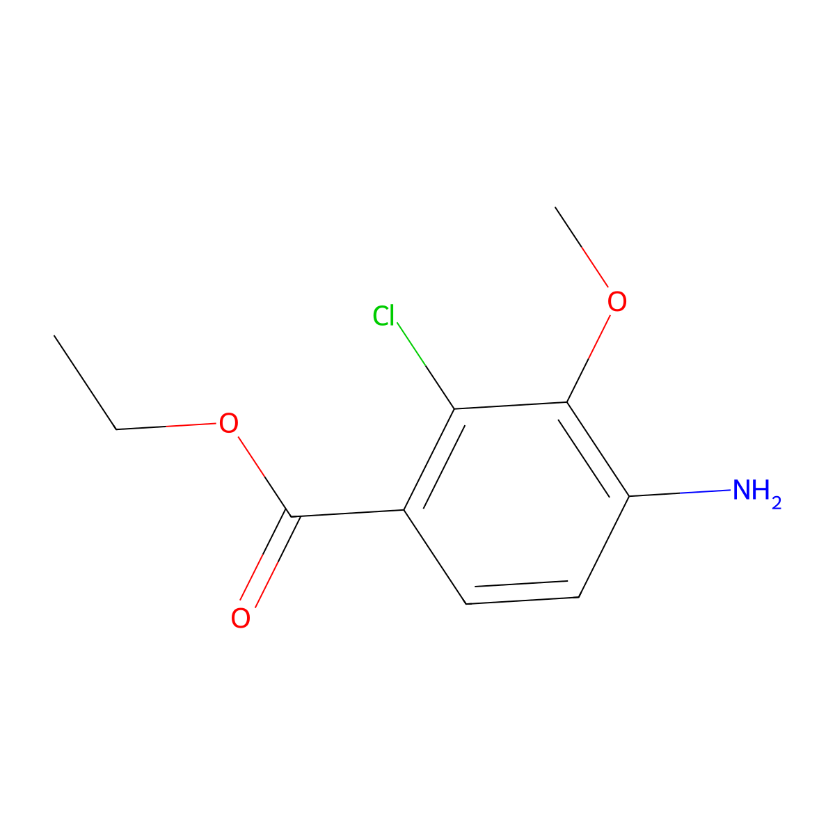 Ethyl 4-amino-2-chloro-3-methoxybenzoate molecular structure, CAS 2248393-99-7