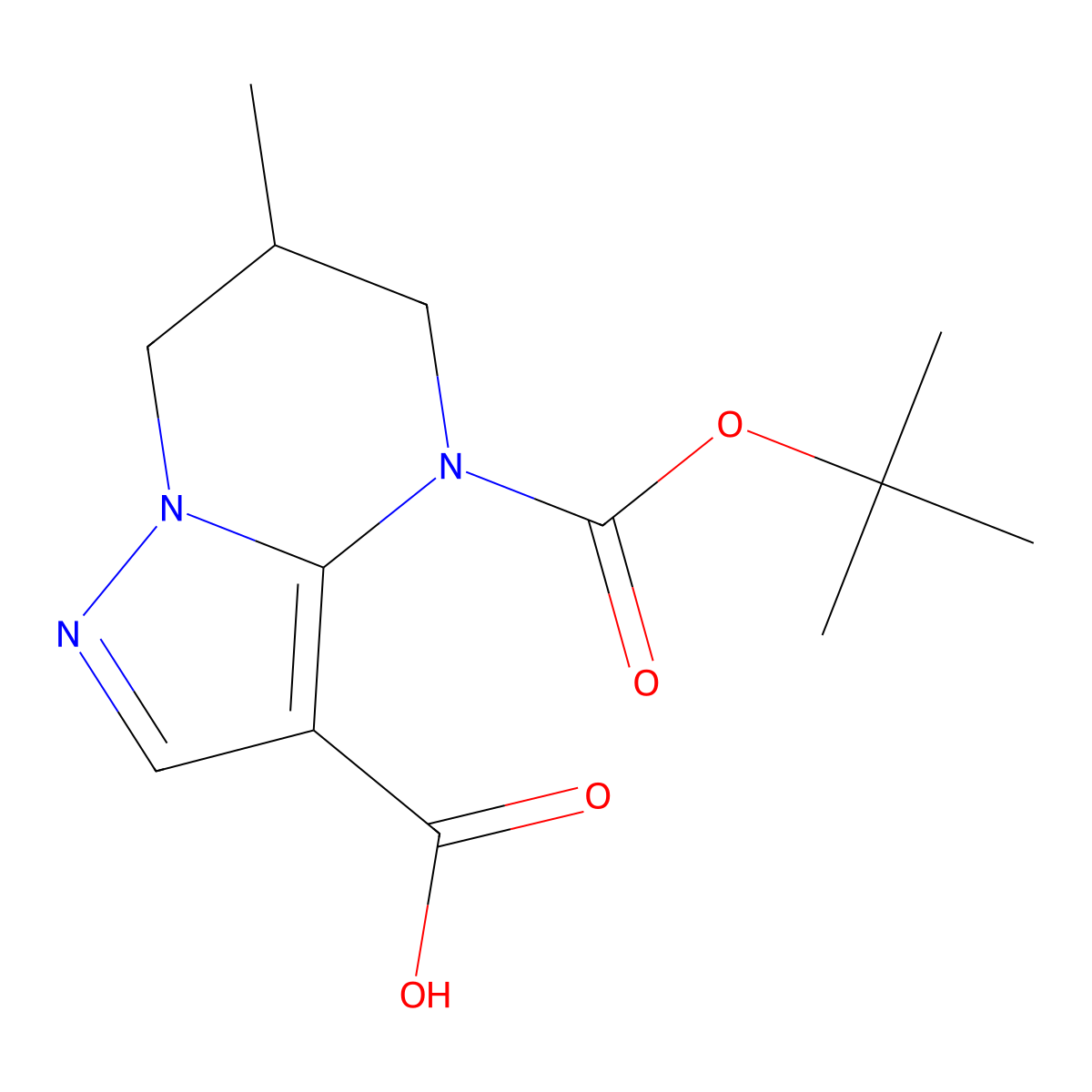 4-[(tert-butoxy)carbonyl]-6-methyl-4H,5H,6H,7H-pyrazolo[1,5-a]pyrimidine-3-carboxylic acid molecular structure, CAS 2248394-30-9