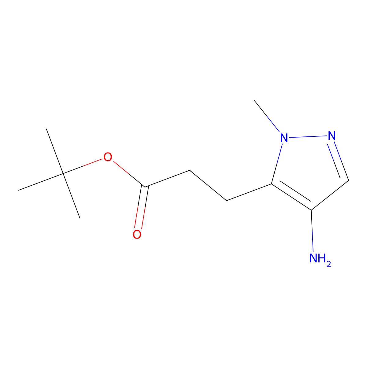 tert-butyl 3-(4-amino-1-methyl-1H-pyrazol-5-yl)propanoate molecular structure, CAS 2248394-36-5