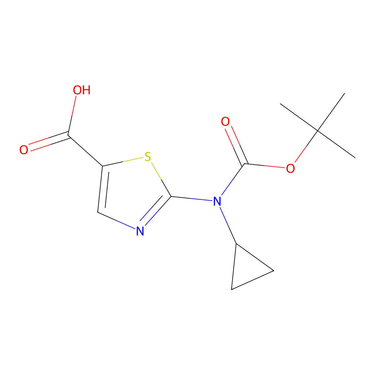 2-{[(Tert-butoxy)carbonyl](cyclopropyl)amino}-1,3-thiazole-5-carboxylic acid molecular structure, CAS 2248394-44-5