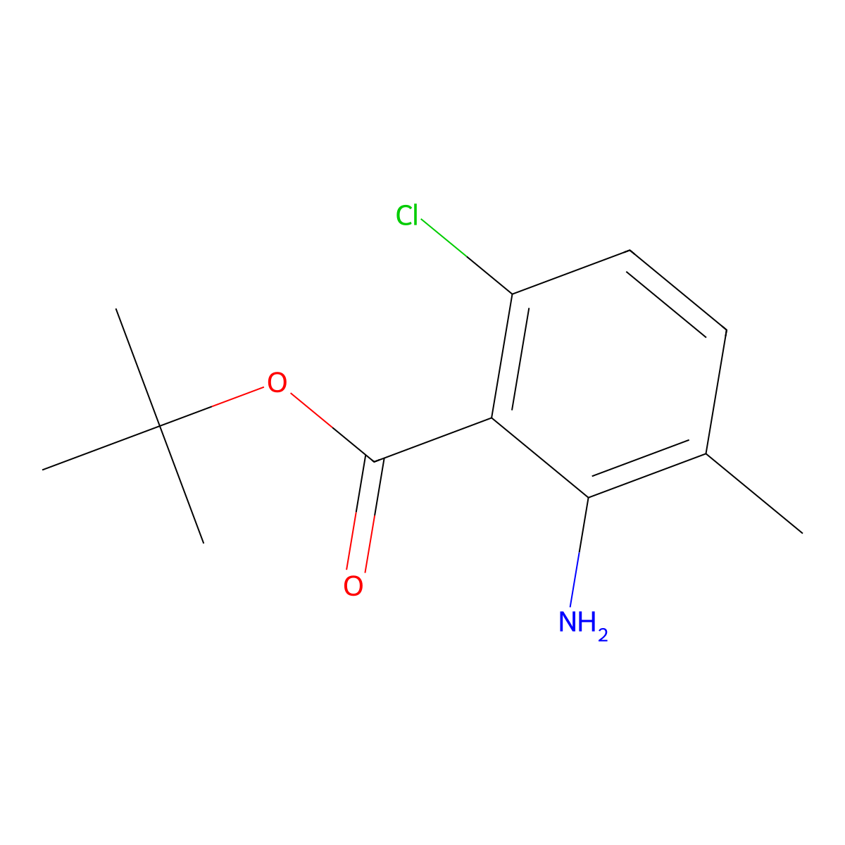 Tert-butyl 2-amino-6-chloro-3-methylbenzoate molecular structure, CAS 2248394-75-2