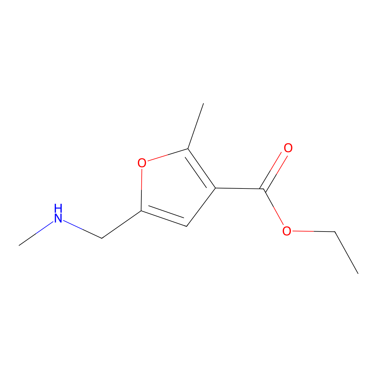 Ethyl 2-methyl-5-[(methylamino)methyl]furan-3-carboxylate molecular structure, CAS 2248394-83-2