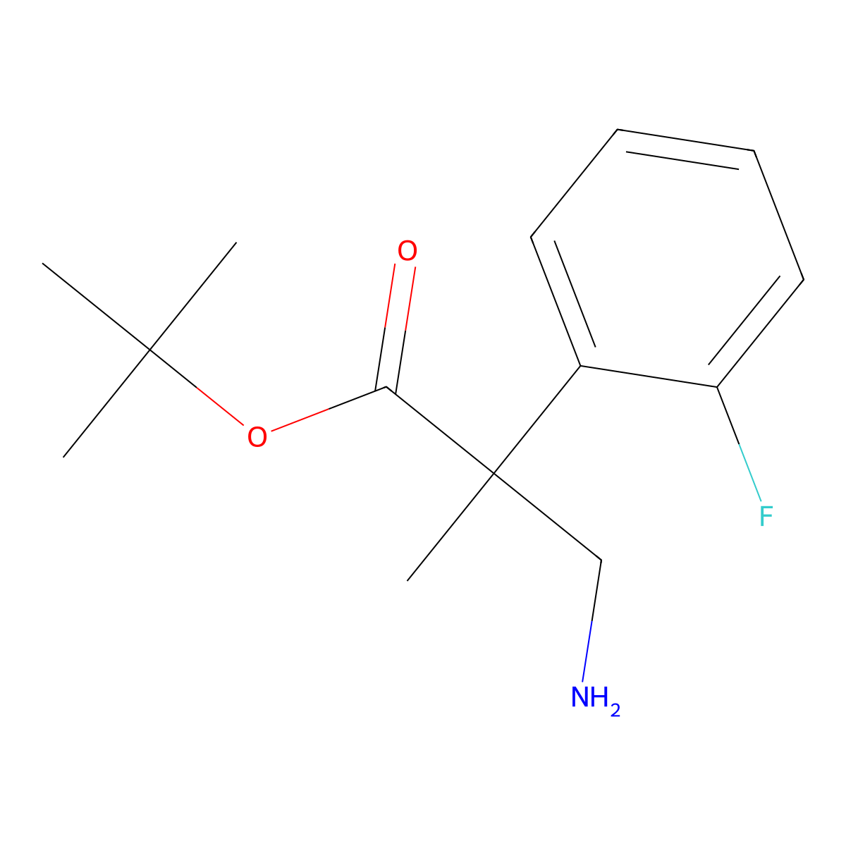Tert-butyl 3-amino-2-(2-fluorophenyl)-2-methylpropanoate molecular structure, CAS 2248394-88-7