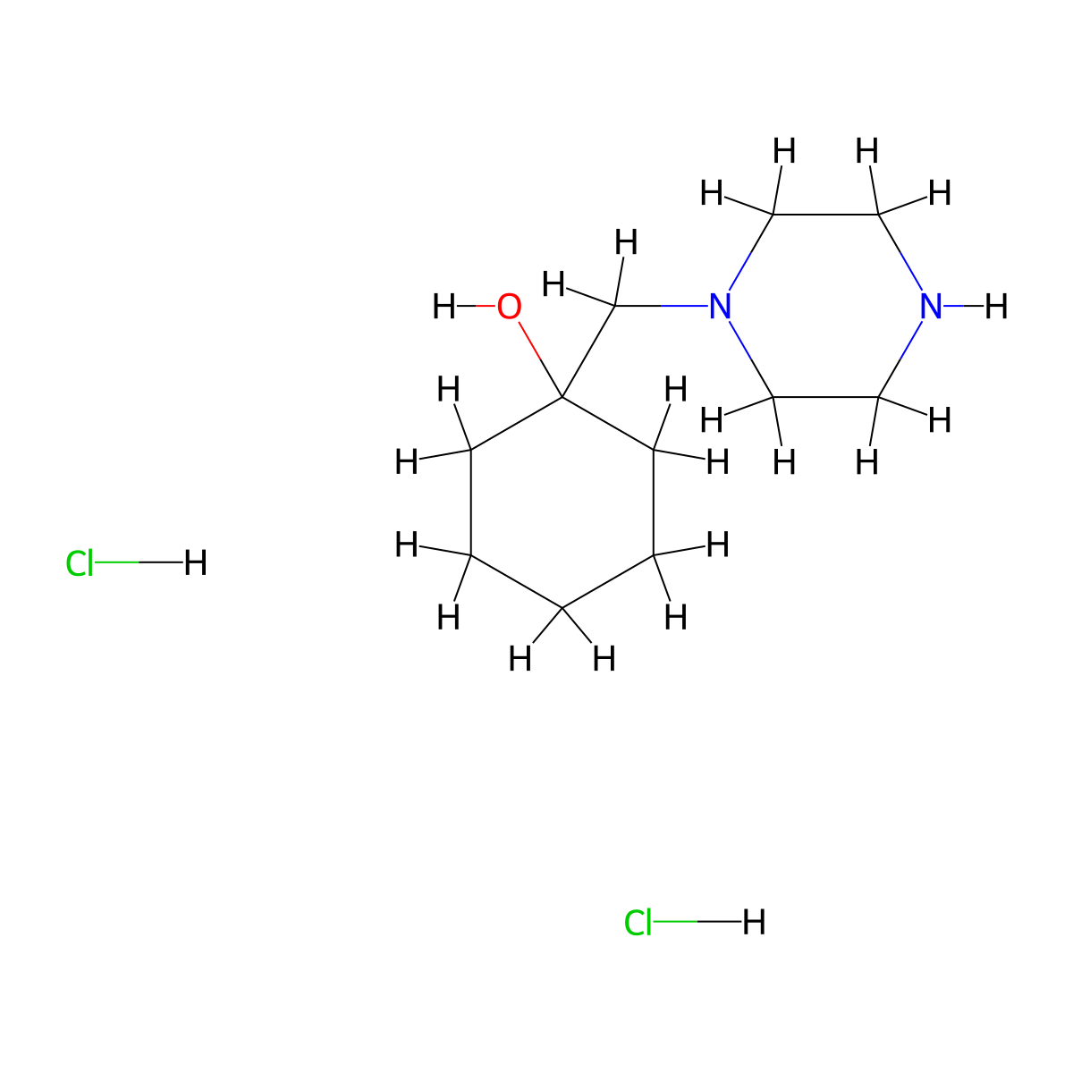 1-((Piperazin-1-yl)methyl)cyclohexan-1-ol dihydrochloride molecular structure, CAS 2248395-09-5