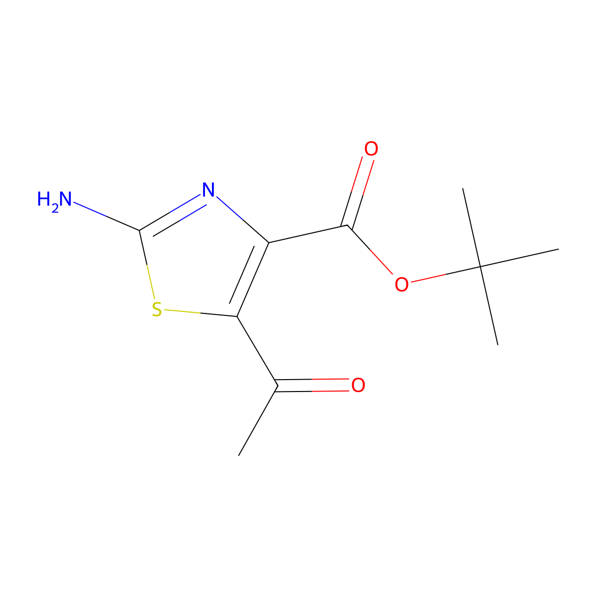 Tert-butyl 5-acetyl-2-amino-1,3-thiazole-4-carboxylate molecular structure, CAS 2248395-43-7