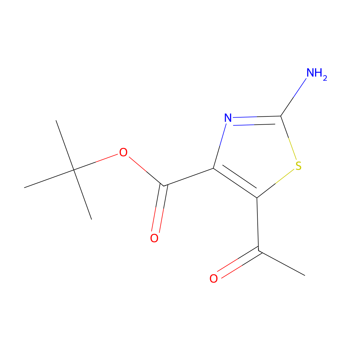 Tert-butyl 5-acetyl-2-amino-1,3-thiazole-4-carboxylate molecular structure, CAS 2248395-43-7