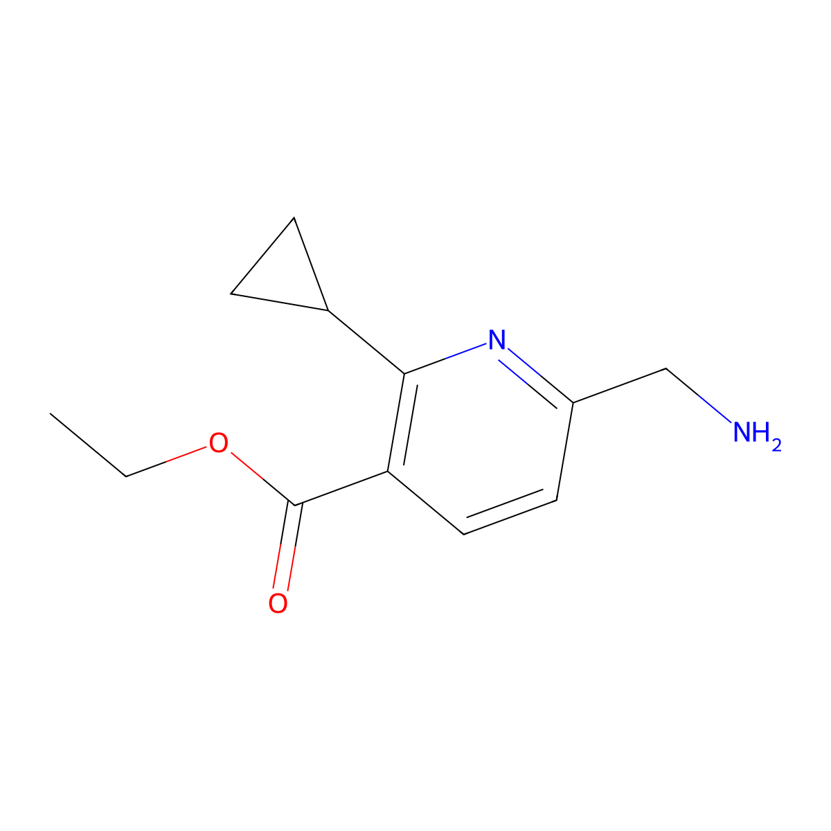 Ethyl 6-(aminomethyl)-2-cyclopropylpyridine-3-carboxylate molecular structure, CAS 2248395-81-3
