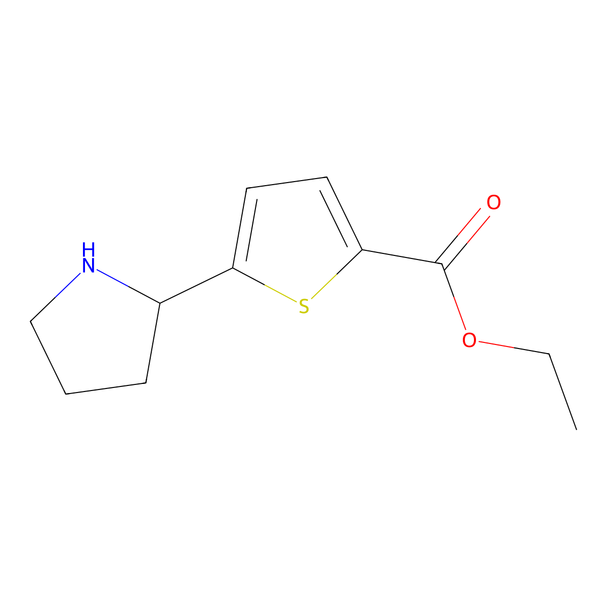 Ethyl 5-(pyrrolidin-2-yl)thiophene-2-carboxylate molecular structure, CAS 2248396-07-6