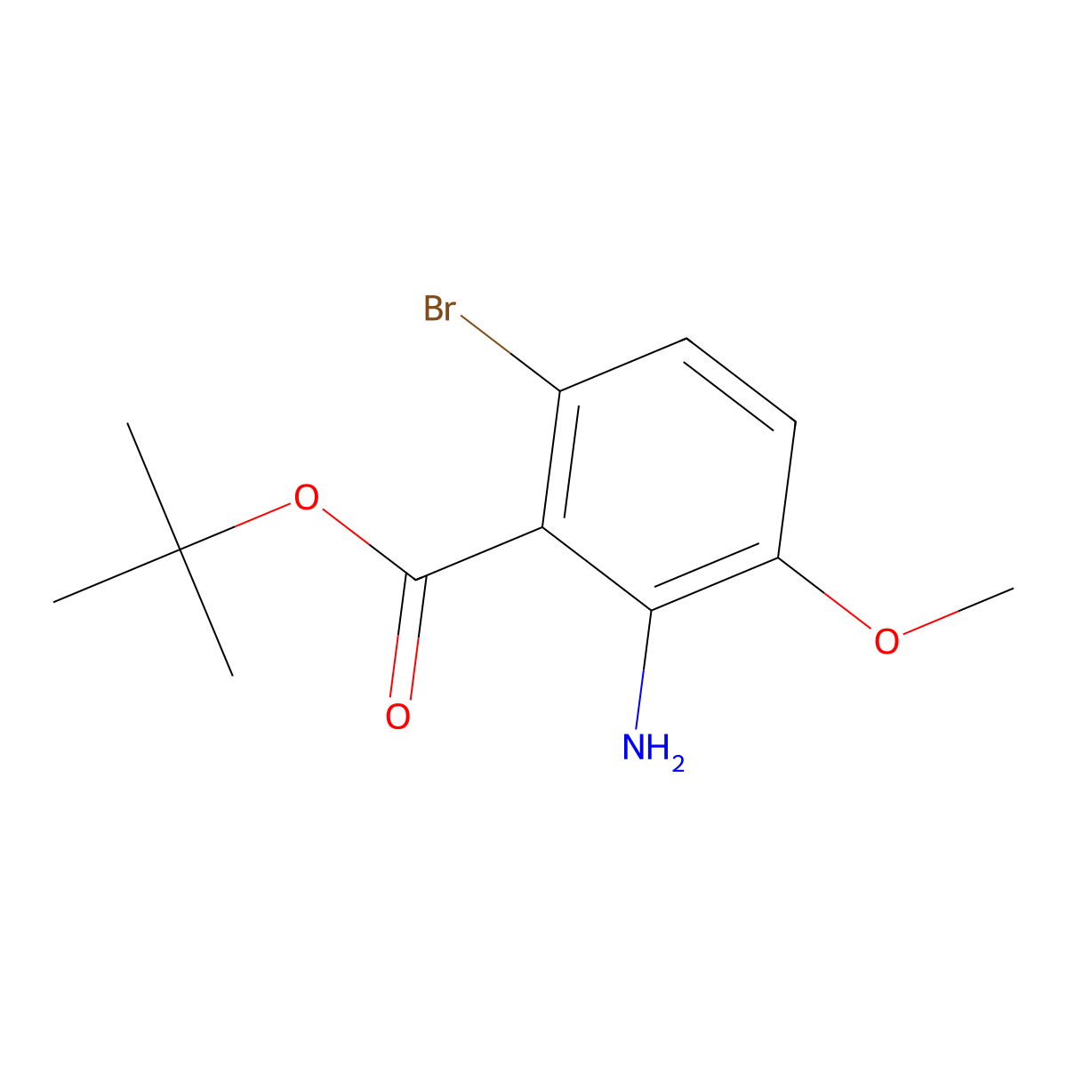Tert-butyl 2-amino-6-bromo-3-methoxybenzoate molecular structure, CAS 2248396-63-4