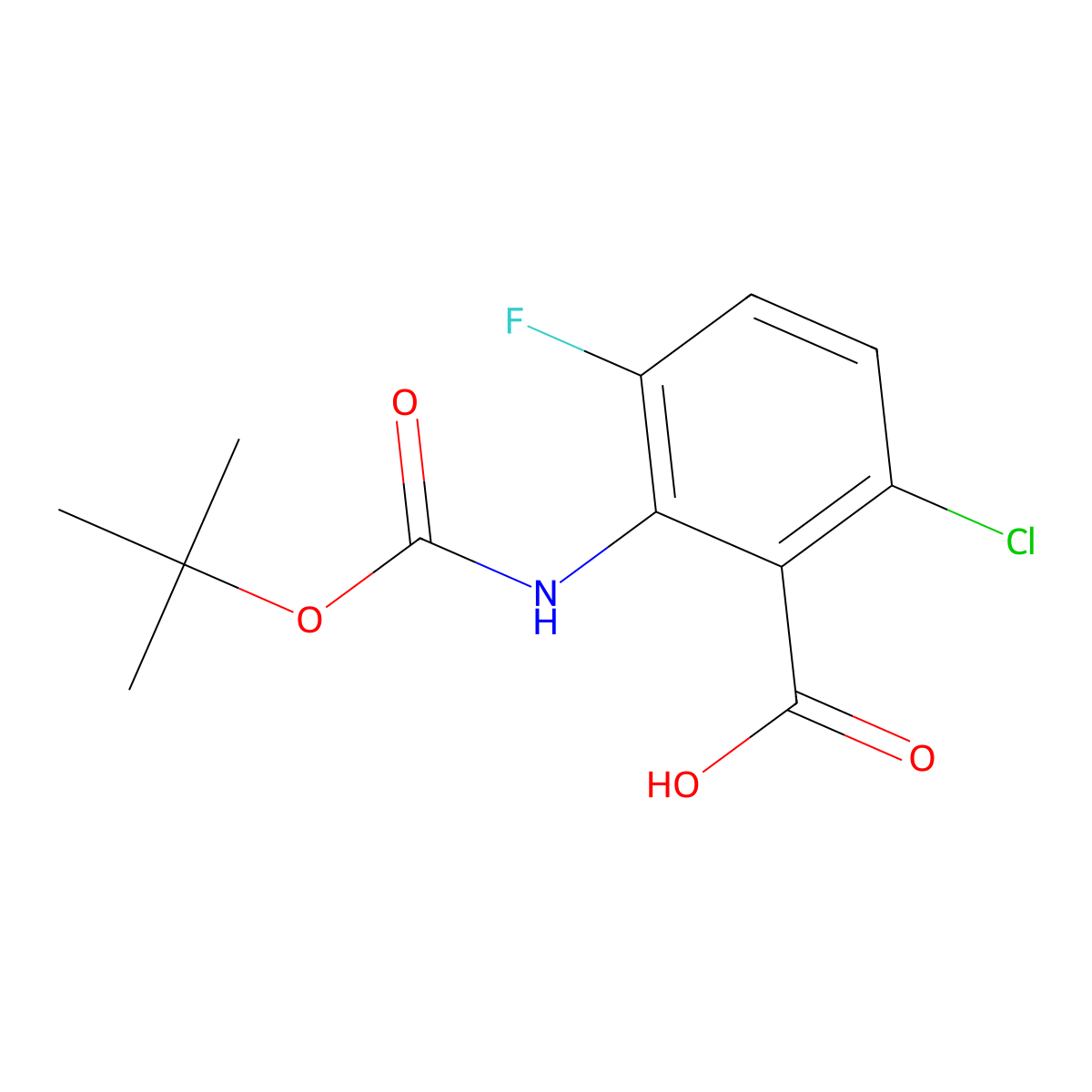 2-{[(Tert-butoxy)carbonyl]amino}-6-chloro-3-fluorobenzoic acid molecular structure, CAS 2248397-39-7