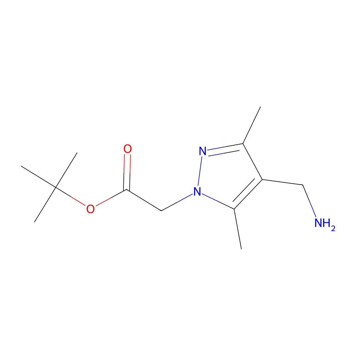 tert-butyl 2-[4-(aminomethyl)-3,5-dimethyl-1H-pyrazol-1-yl]acetate molecular structure, CAS 2248398-54-9