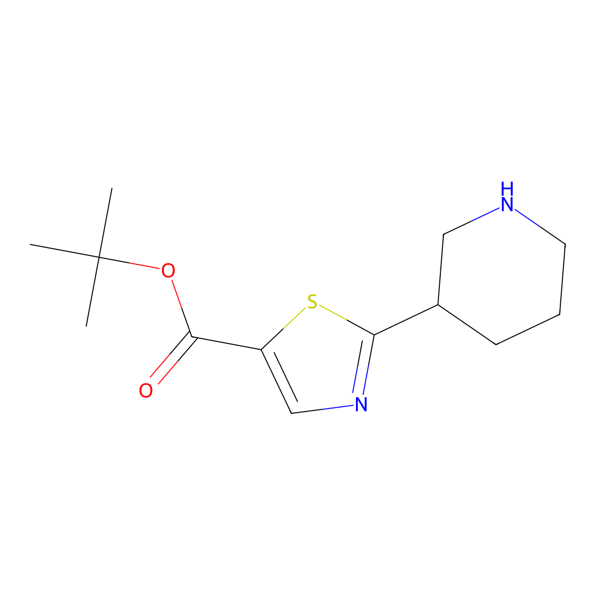 Tert-butyl 2-(piperidin-3-yl)-1,3-thiazole-5-carboxylate molecular structure, CAS 2248398-62-9