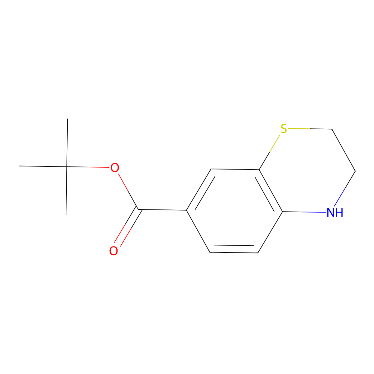 Tert-butyl 3,4-dihydro-2H-1,4-benzothiazine-7-carboxylate molecular structure, CAS 2248399-17-7