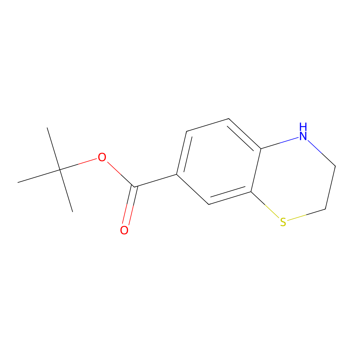 Tert-butyl 3,4-dihydro-2H-1,4-benzothiazine-7-carboxylate molecular structure, CAS 2248399-17-7