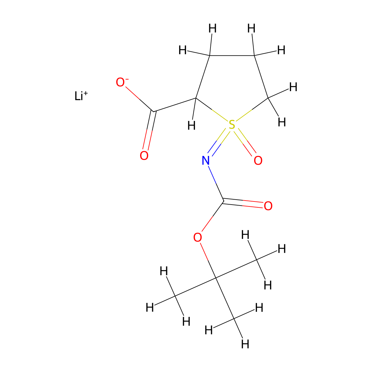 Lithium 1-{[(tert-butoxy)carbonyl]imino}-1-oxo-1lambda6-thiolane-2-carboxylate molecular structure, CAS 2248399-59-7