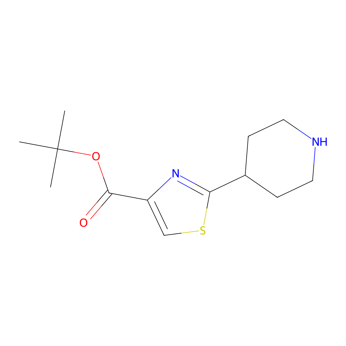 Tert-butyl 2-(piperidin-4-yl)-1,3-thiazole-4-carboxylate molecular structure, CAS 2248399-79-1
