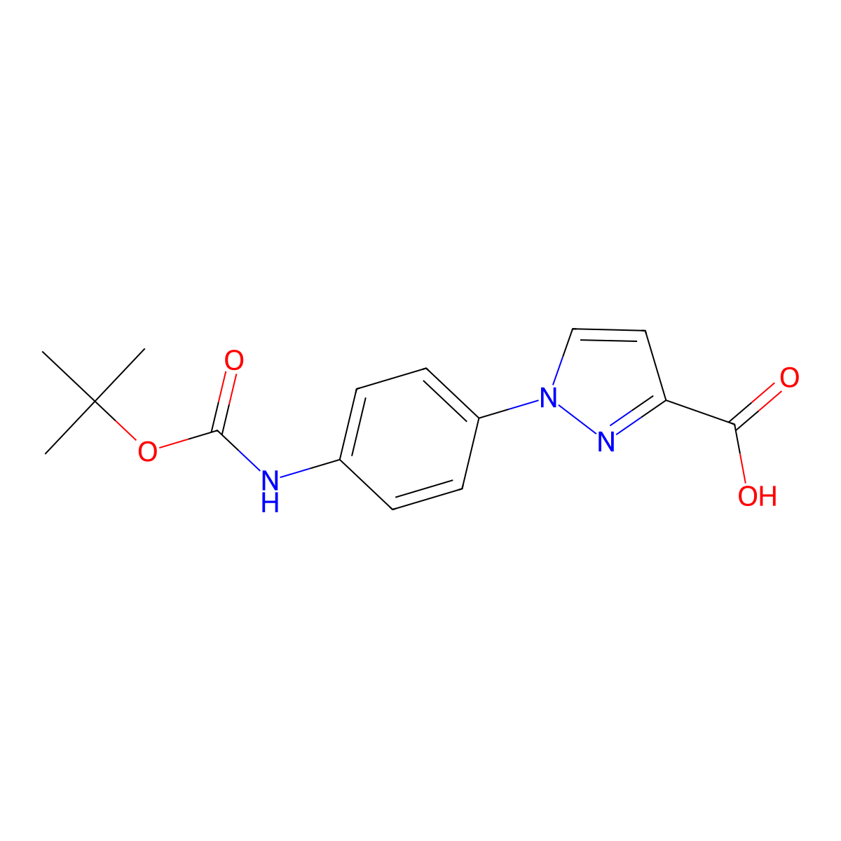 1-(4-{[(tert-butoxy)carbonyl]amino}phenyl)-1H-pyrazole-3-carboxylic acid molecular structure, CAS 2248400-03-3