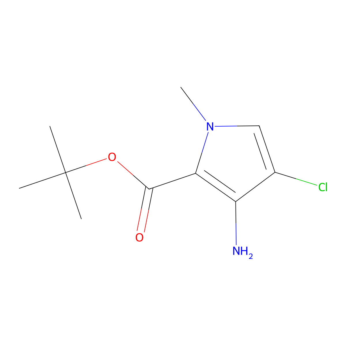 tert-butyl 3-amino-4-chloro-1-methyl-1H-pyrrole-2-carboxylate molecular structure, CAS 2248400-51-1