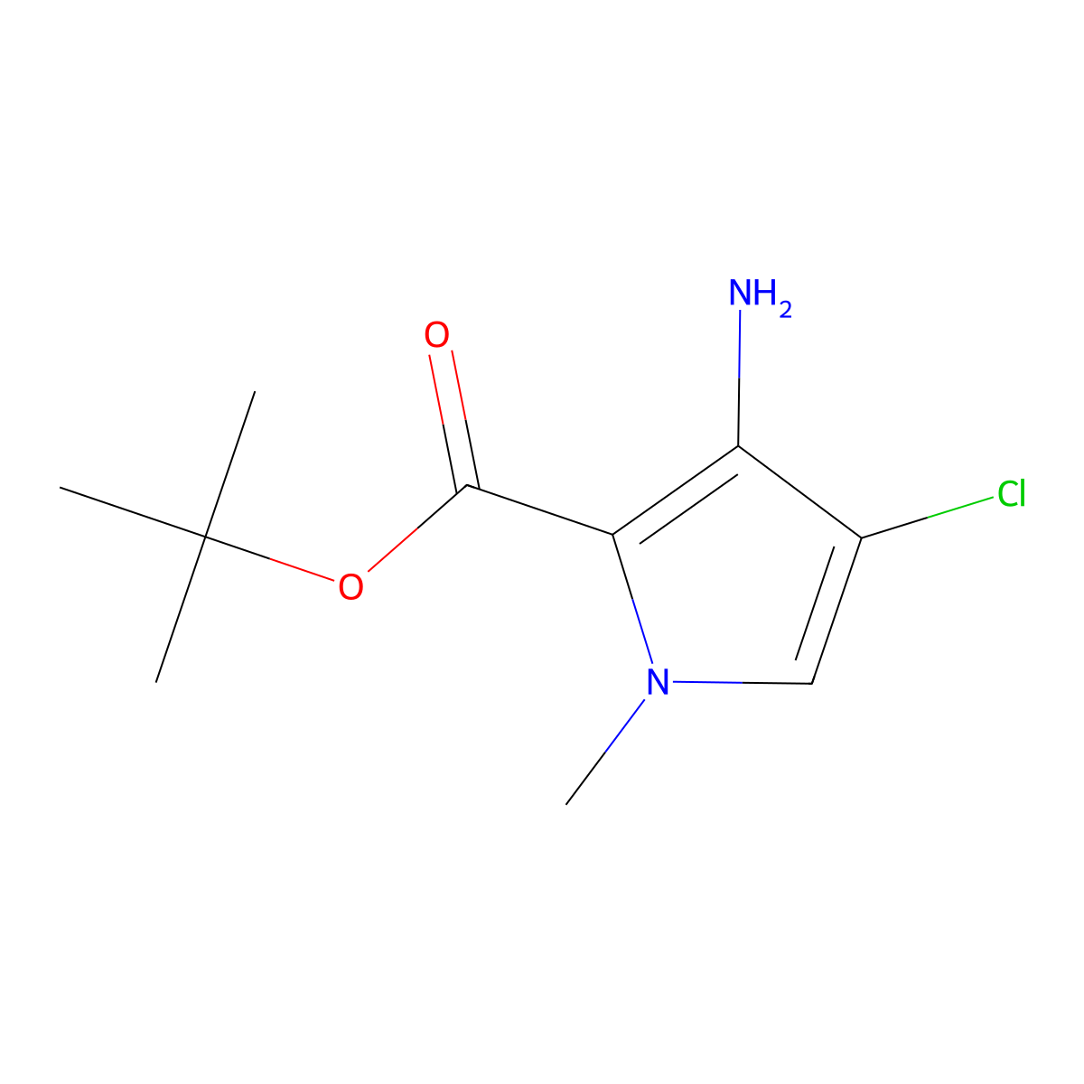 tert-butyl 3-amino-4-chloro-1-methyl-1H-pyrrole-2-carboxylate molecular structure, CAS 2248400-51-1