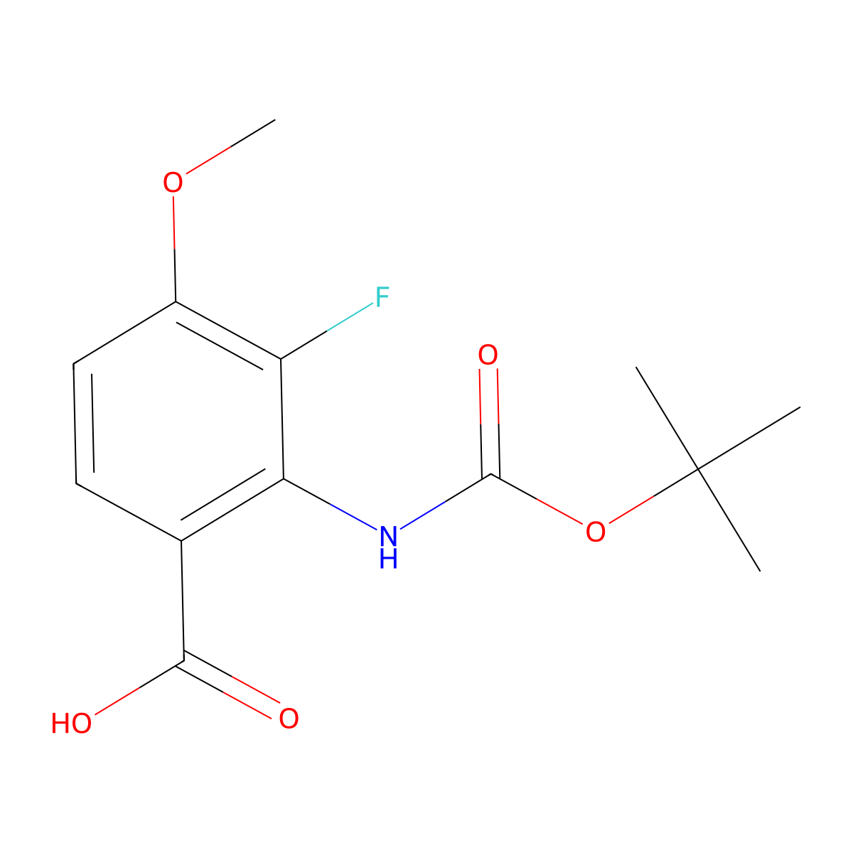 2-{[(Tert-butoxy)carbonyl]amino}-3-fluoro-4-methoxybenzoic acid molecular structure, CAS 2248400-58-8