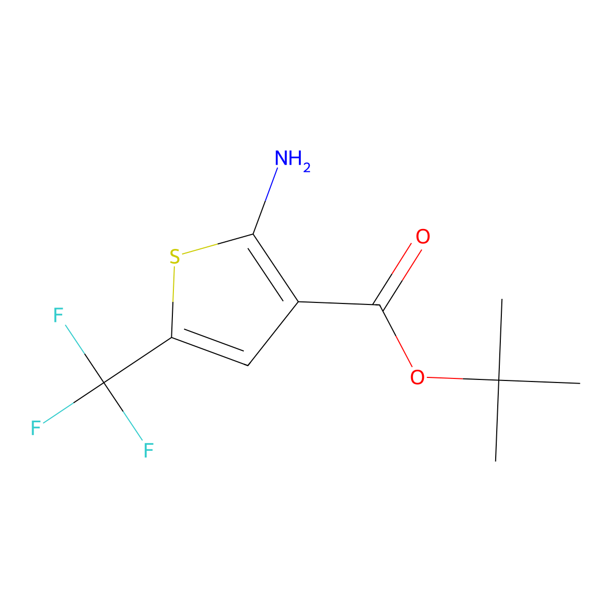 Tert-butyl 2-amino-5-(trifluoromethyl)thiophene-3-carboxylate molecular structure, CAS 2248400-59-9