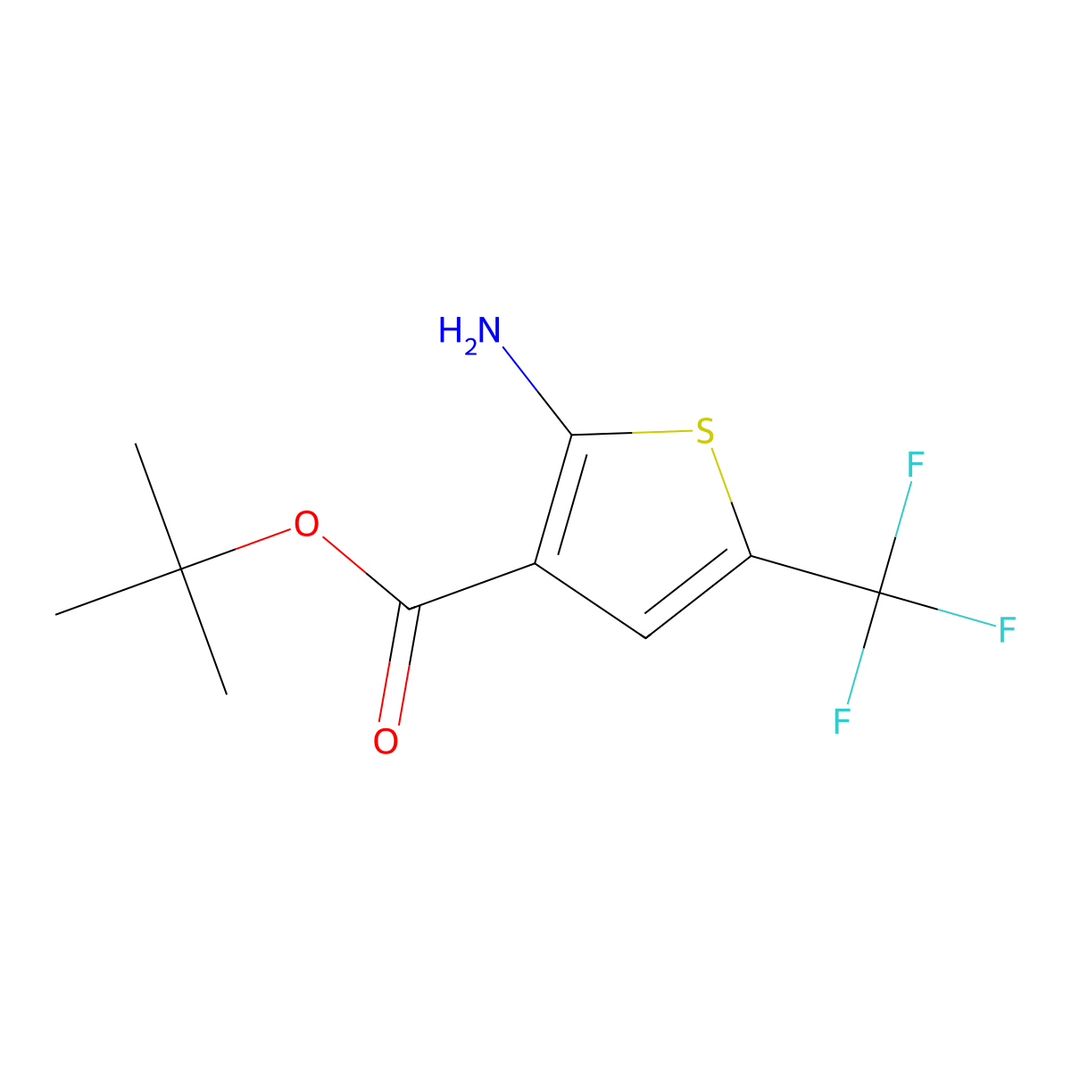 Tert-butyl 2-amino-5-(trifluoromethyl)thiophene-3-carboxylate molecular structure, CAS 2248400-59-9