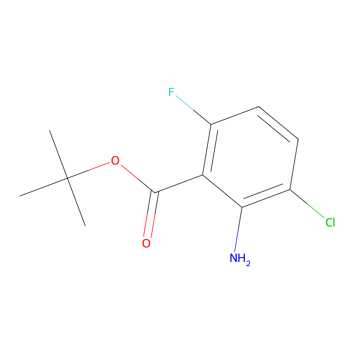 Tert-butyl 2-amino-3-chloro-6-fluorobenzoate molecular structure, CAS 2248400-78-2
