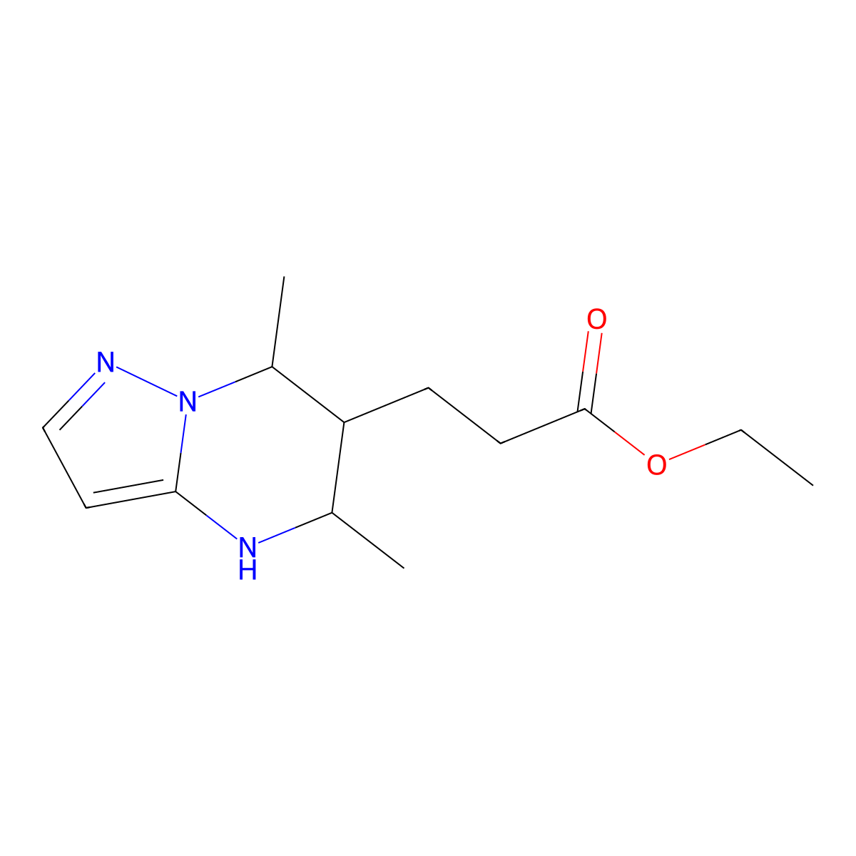 ethyl 3-{5,7-dimethyl-4H,5H,6H,7H-pyrazolo[1,5-a]pyrimidin-6-yl}propanoate molecular structure, CAS 2248401-12-7