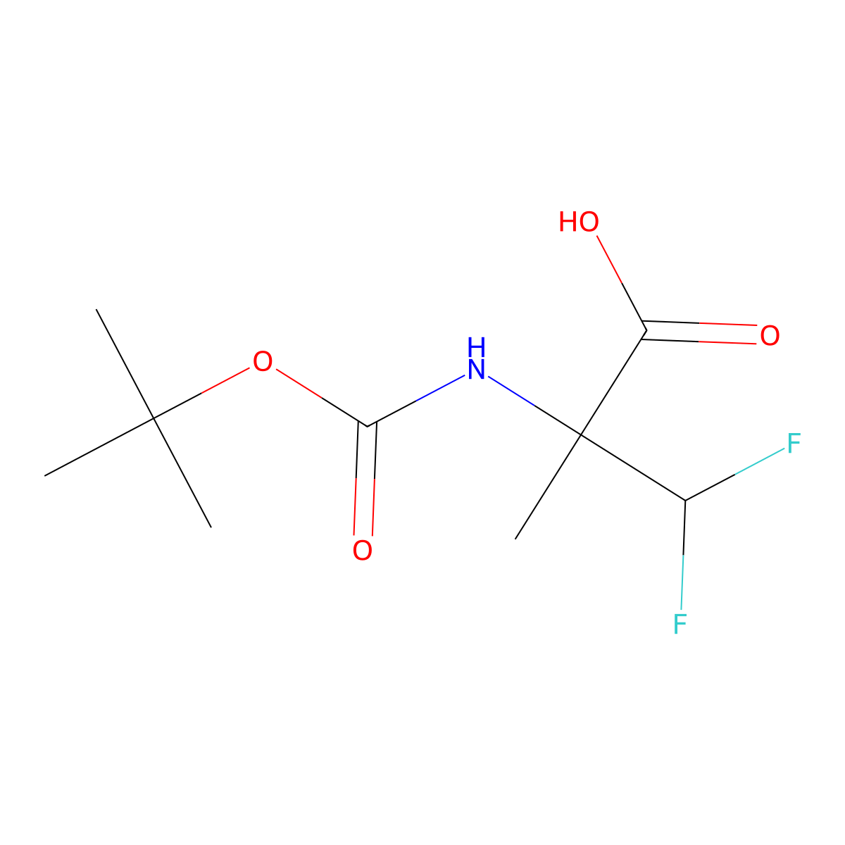 2-(((Tert-butoxy)carbonyl)amino)-3,3-difluoro-2-methylpropanoic acid molecular structure, CAS 2248401-50-3
