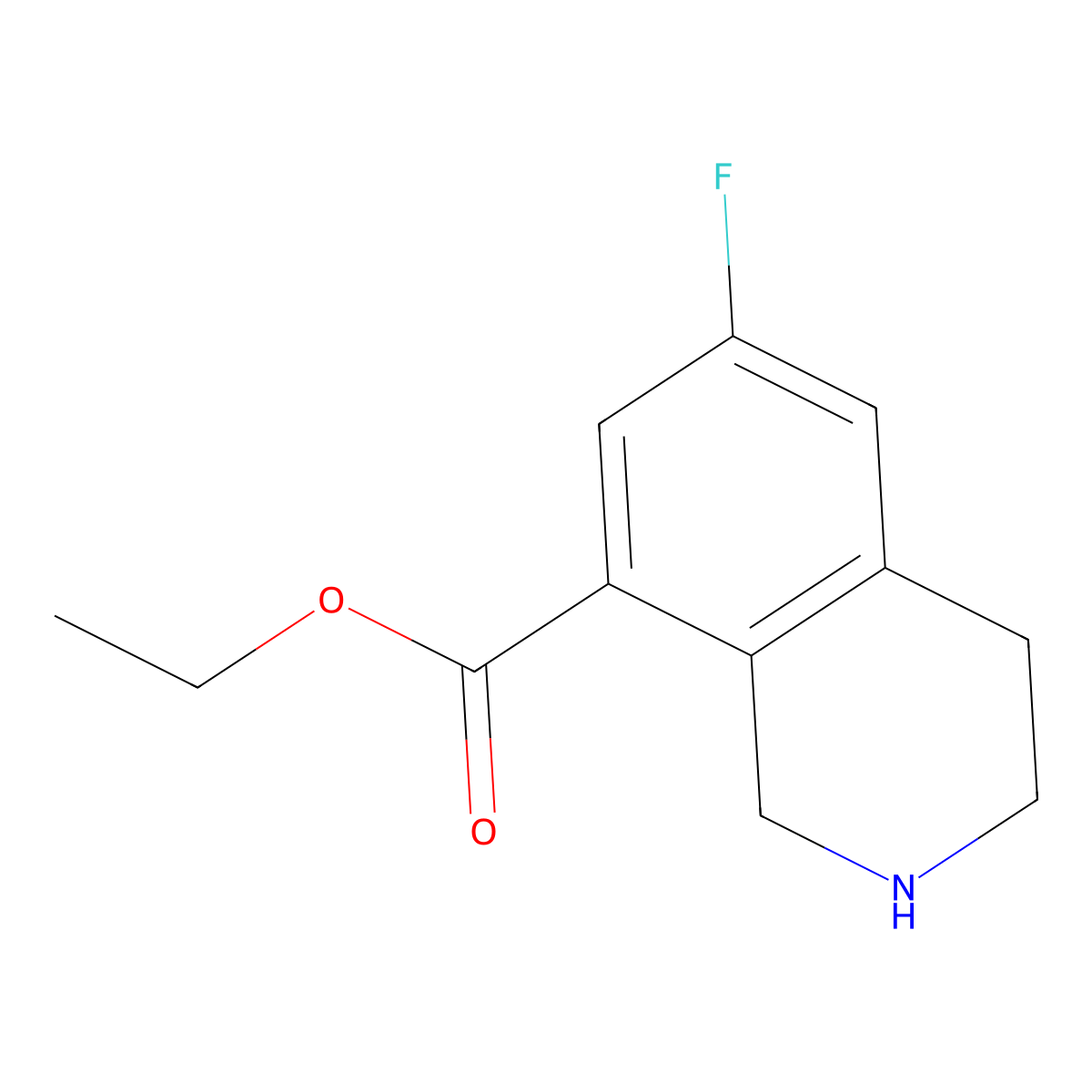 Ethyl 6-fluoro-1,2,3,4-tetrahydroisoquinoline-8-carboxylate molecular structure, CAS 2248401-52-5