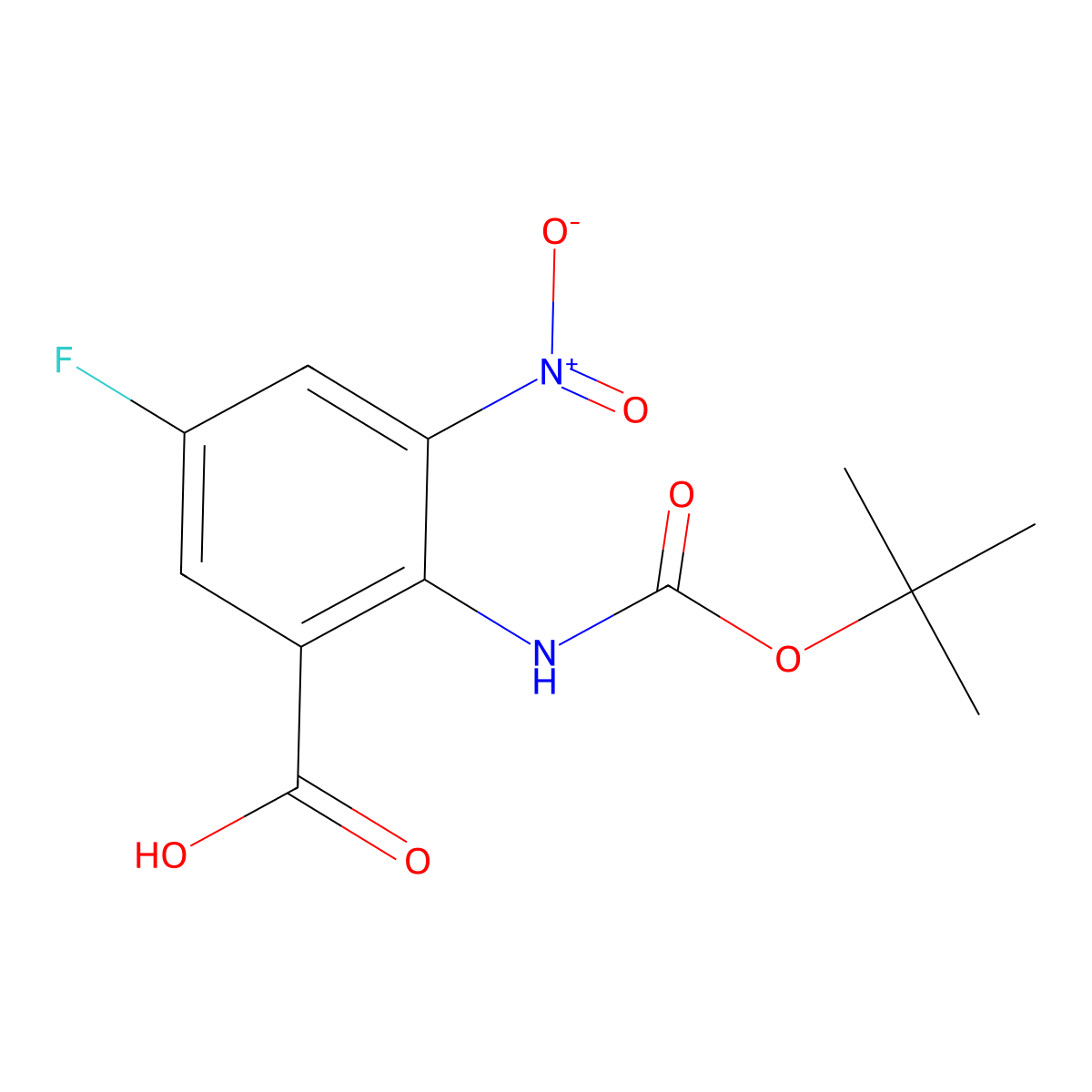 2-{[(Tert-butoxy)carbonyl]amino}-5-fluoro-3-nitrobenzoic acid molecular structure, CAS 2248401-75-2