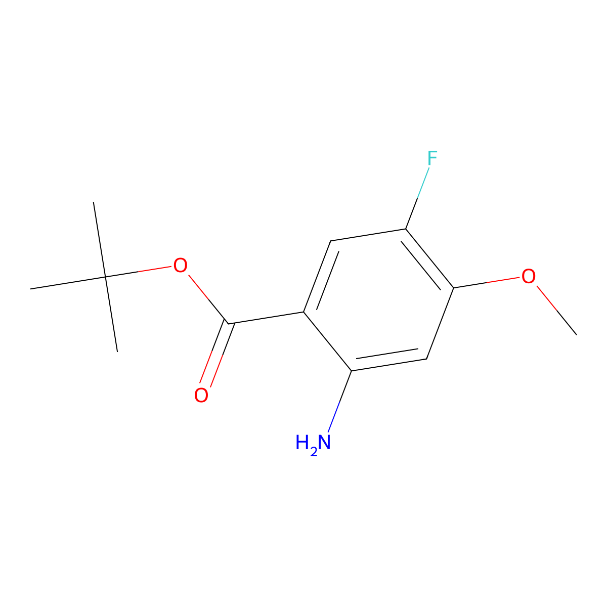 Tert-butyl 2-amino-5-fluoro-4-methoxybenzoate molecular structure, CAS 2248402-13-1