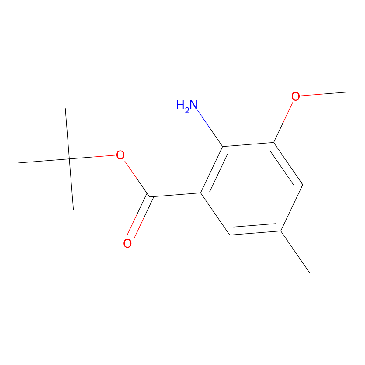 Tert-butyl 2-amino-3-methoxy-5-methylbenzoate molecular structure, CAS 2248402-14-2