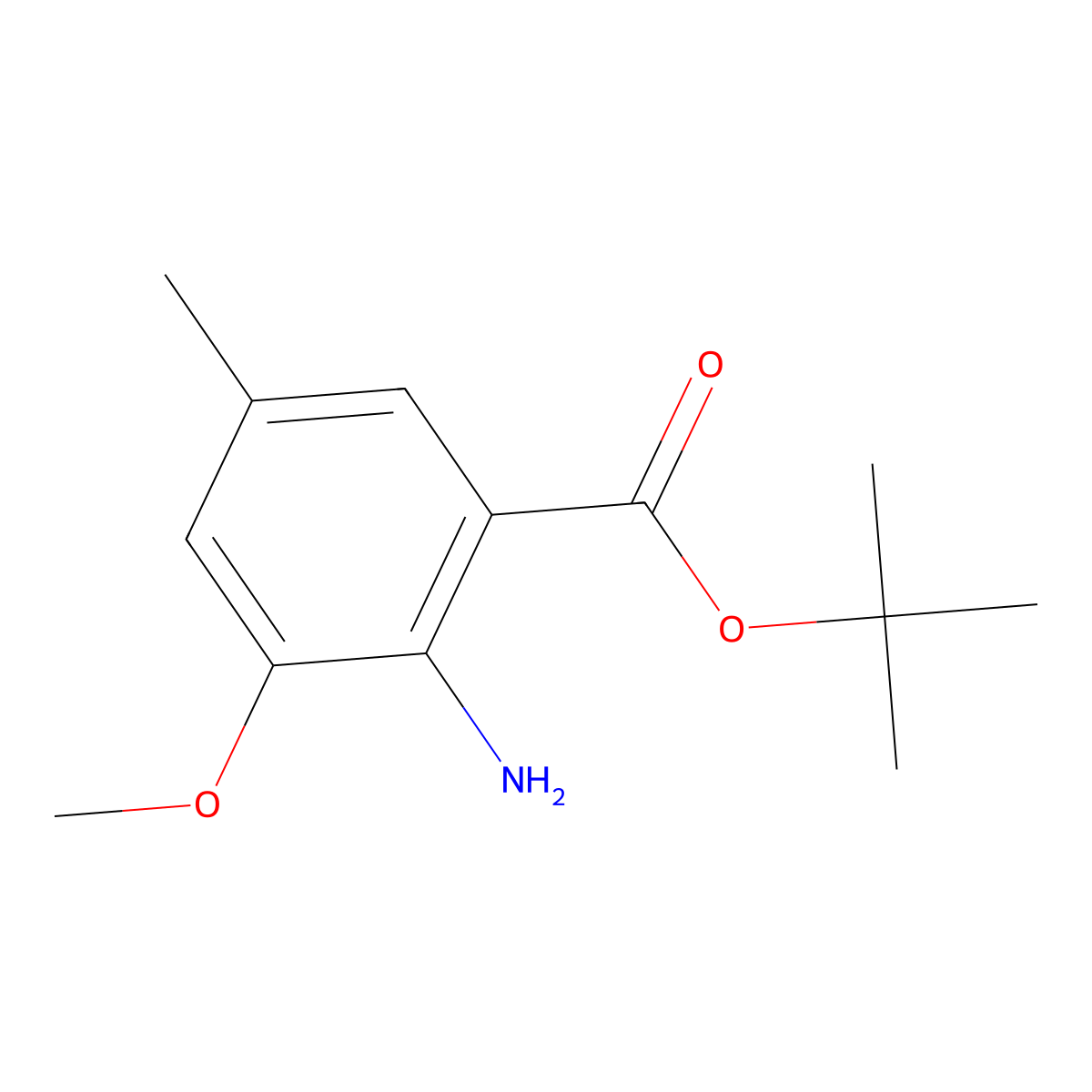 Tert-butyl 2-amino-3-methoxy-5-methylbenzoate molecular structure, CAS 2248402-14-2