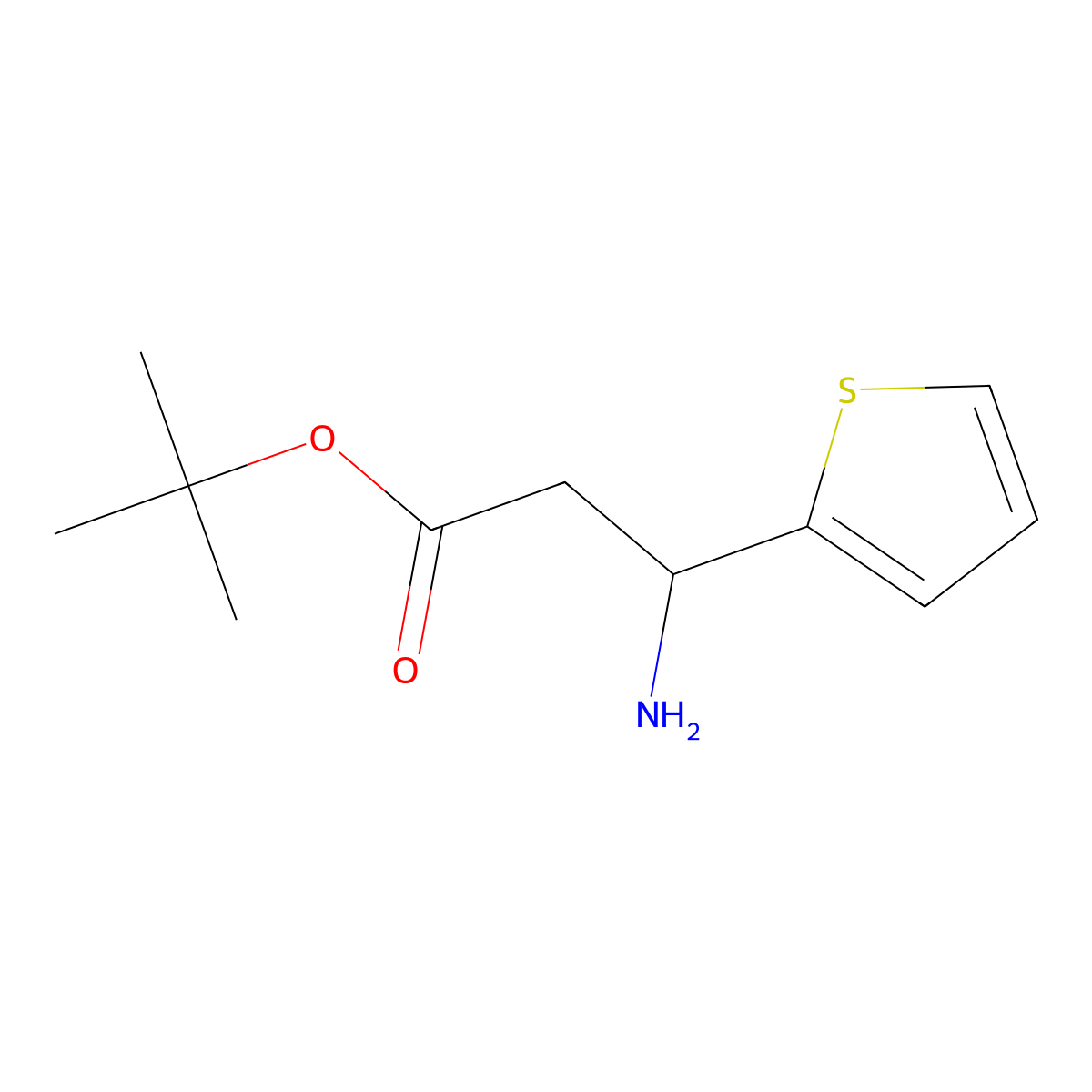 Tert-butyl 3-amino-3-(thiophen-2-yl)propanoate molecular structure, CAS 2248402-72-2