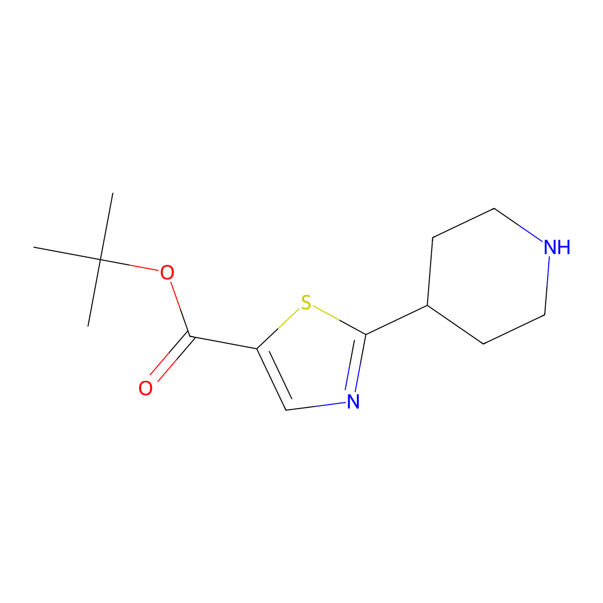 Tert-butyl 2-(piperidin-4-yl)-1,3-thiazole-5-carboxylate molecular structure, CAS 2248403-25-8
