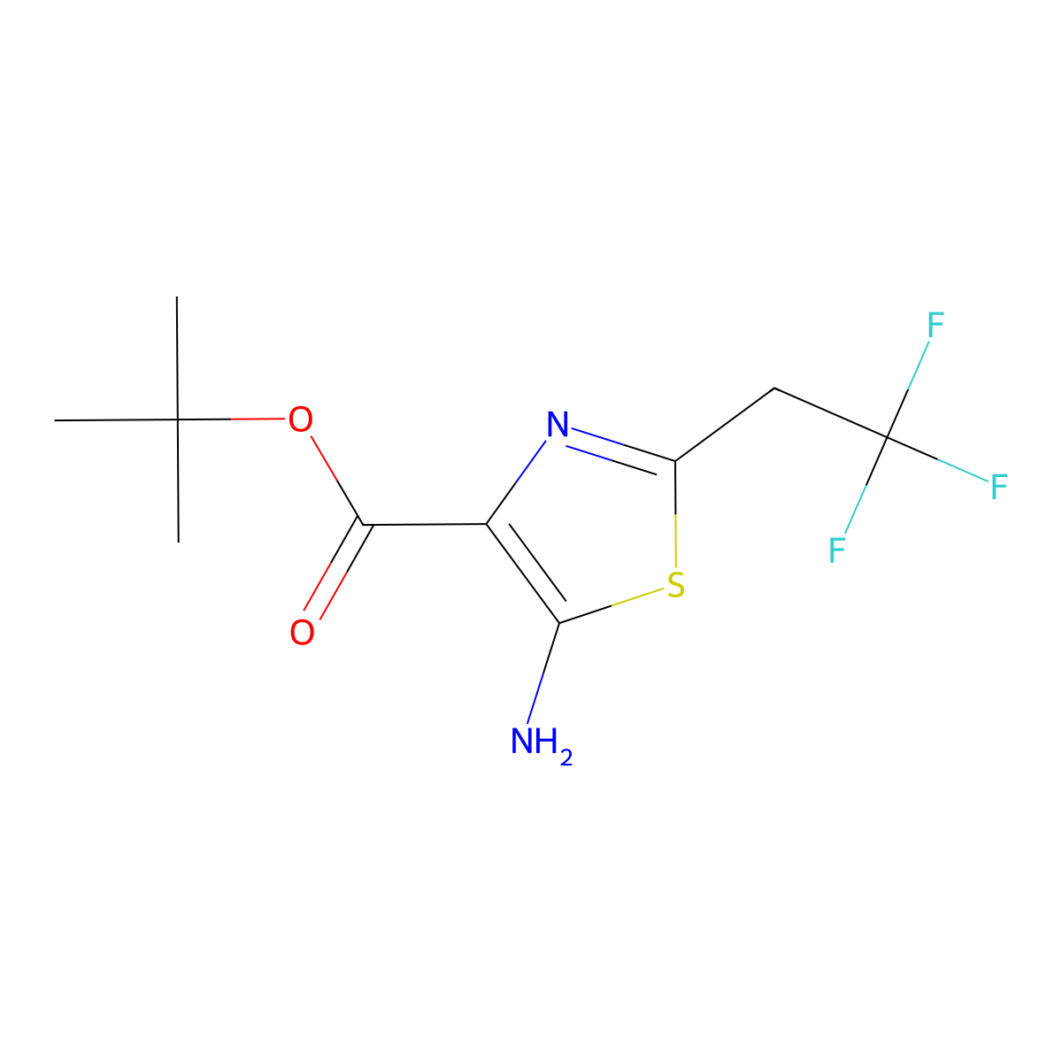 Tert-butyl 5-amino-2-(2,2,2-trifluoroethyl)-1,3-thiazole-4-carboxylate molecular structure, CAS 2248404-04-6