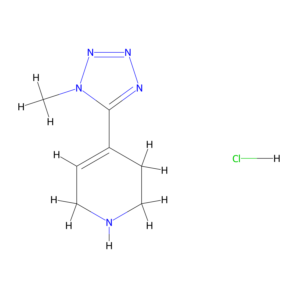 4-(1-methyl-1H-1,2,3,4-tetrazol-5-yl)-1,2,3,6-tetrahydropyridine hydrochloride molecular structure, CAS 2248405-27-6