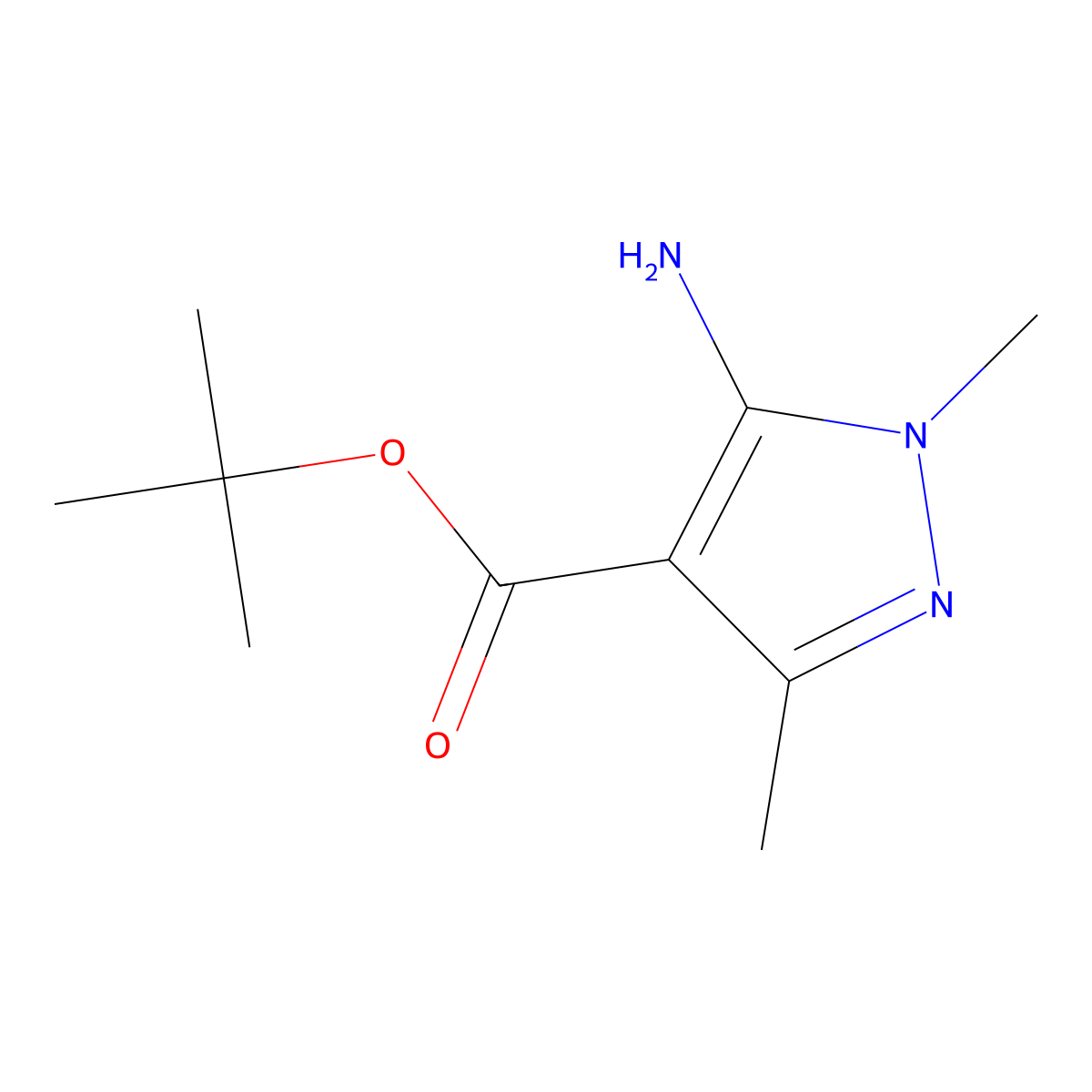 tert-butyl 5-amino-1,3-dimethyl-1H-pyrazole-4-carboxylate molecular structure, CAS 2248405-33-4