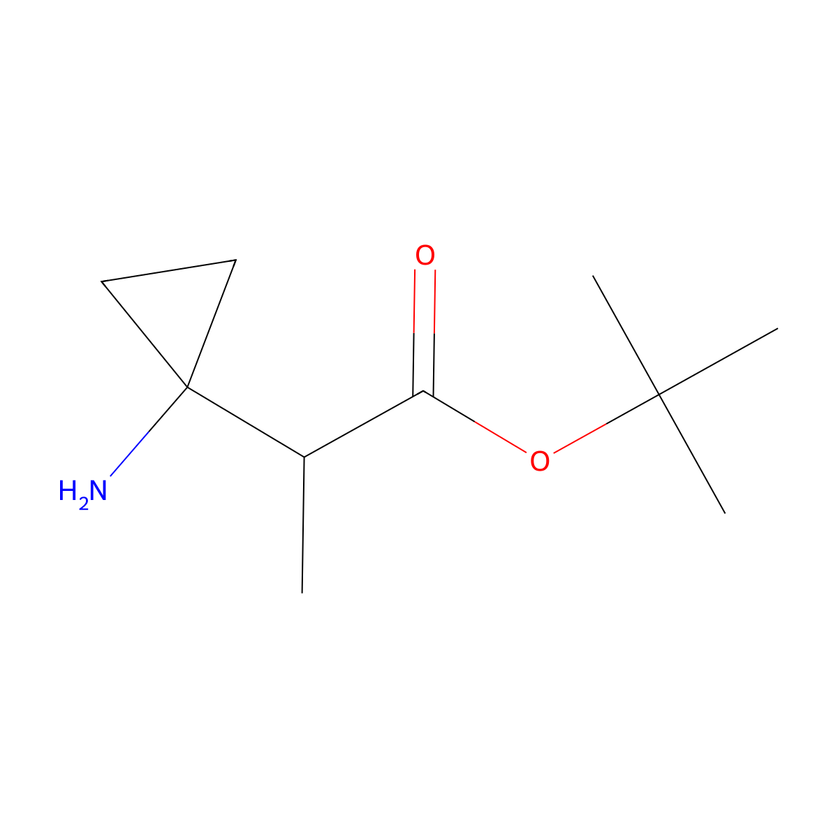 Tert-butyl 2-(1-aminocyclopropyl)propanoate molecular structure, CAS 2248405-42-5