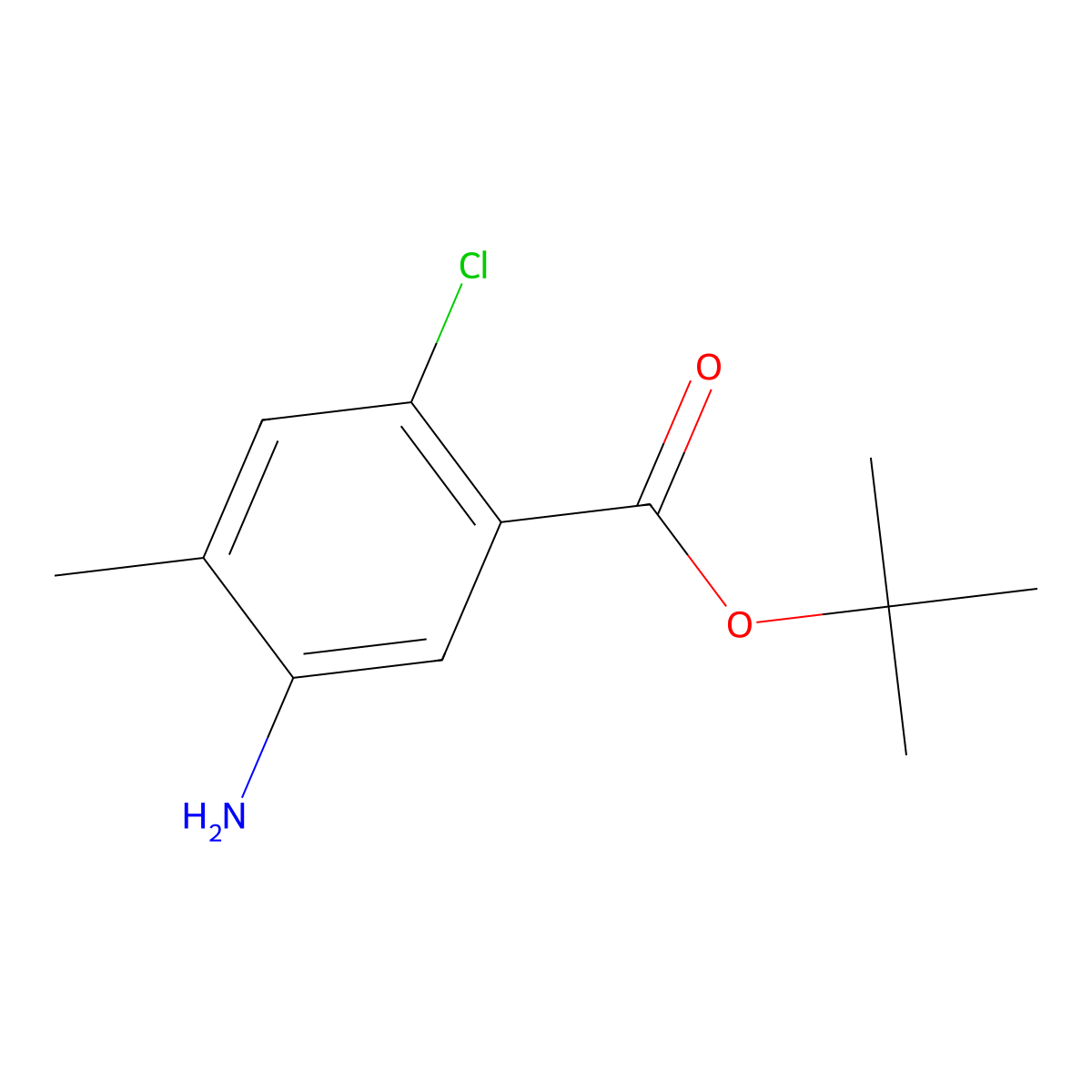 Tert-butyl 5-amino-2-chloro-4-methylbenzoate molecular structure, CAS 2248405-62-9