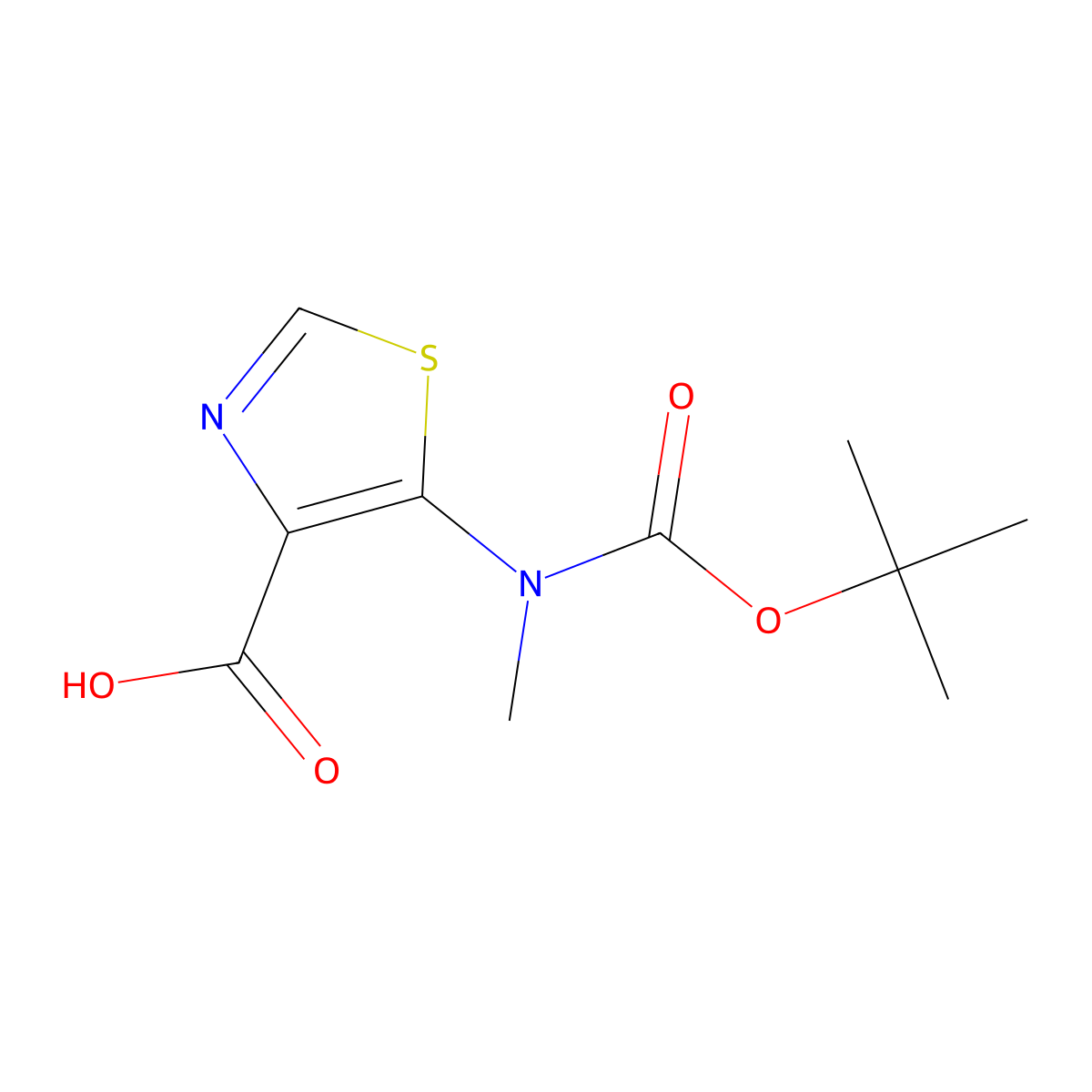 5-{[(Tert-butoxy)carbonyl](methyl)amino}-1,3-thiazole-4-carboxylic acid molecular structure, CAS 2248405-77-6