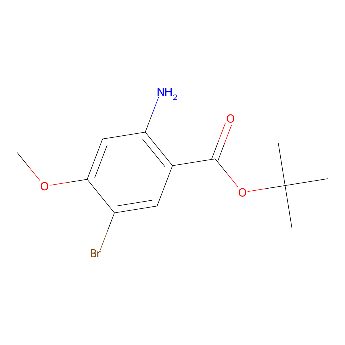 Tert-butyl 2-amino-5-bromo-4-methoxybenzoate molecular structure, CAS 2248405-90-3