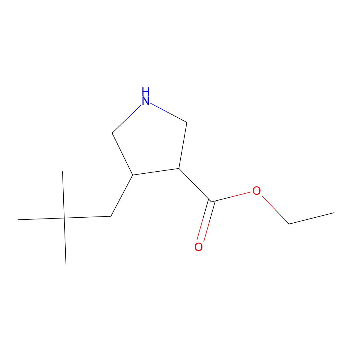 rac-ethyl (3R,4R)-4-(2,2-dimethylpropyl)pyrrolidine-3-carboxylate molecular structure, CAS 2248406-64-4