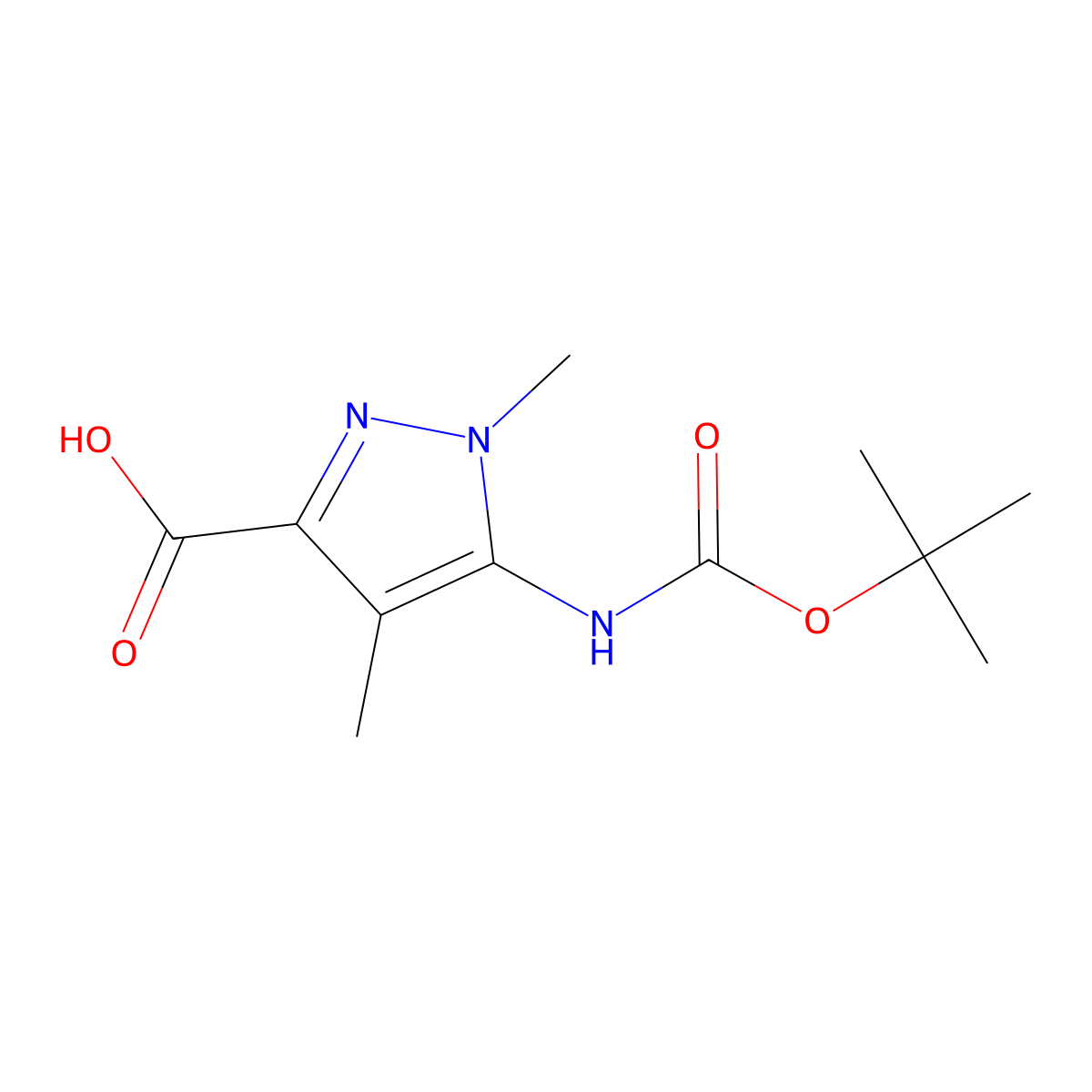 5-{[(tert-butoxy)carbonyl]amino}-1,4-dimethyl-1H-pyrazole-3-carboxylic acid molecular structure, CAS 2248406-72-4