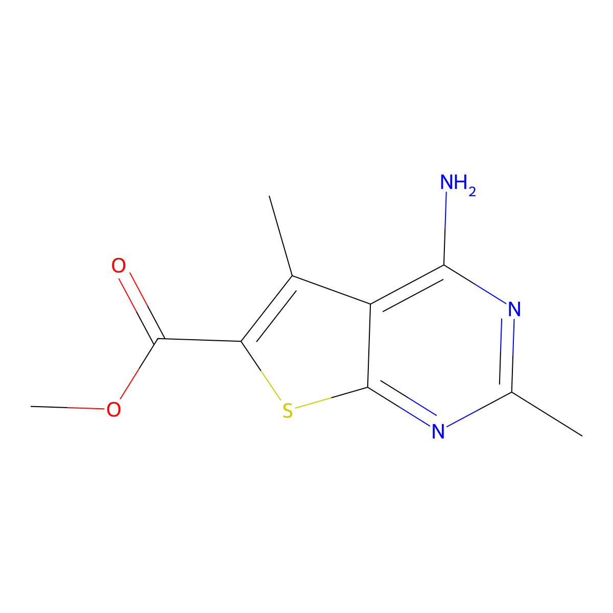 Methyl 4-amino-2,5-dimethylthieno[2,3-d]pyrimidine-6-carboxylate molecular structure, CAS 2248407-07-8