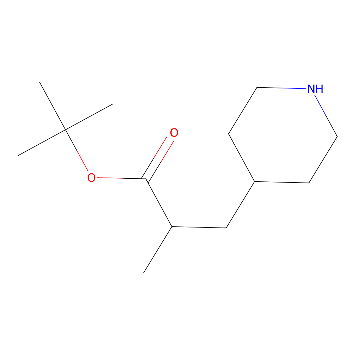 Tert-butyl 2-methyl-3-(piperidin-4-yl)propanoate molecular structure, CAS 2248407-10-3
