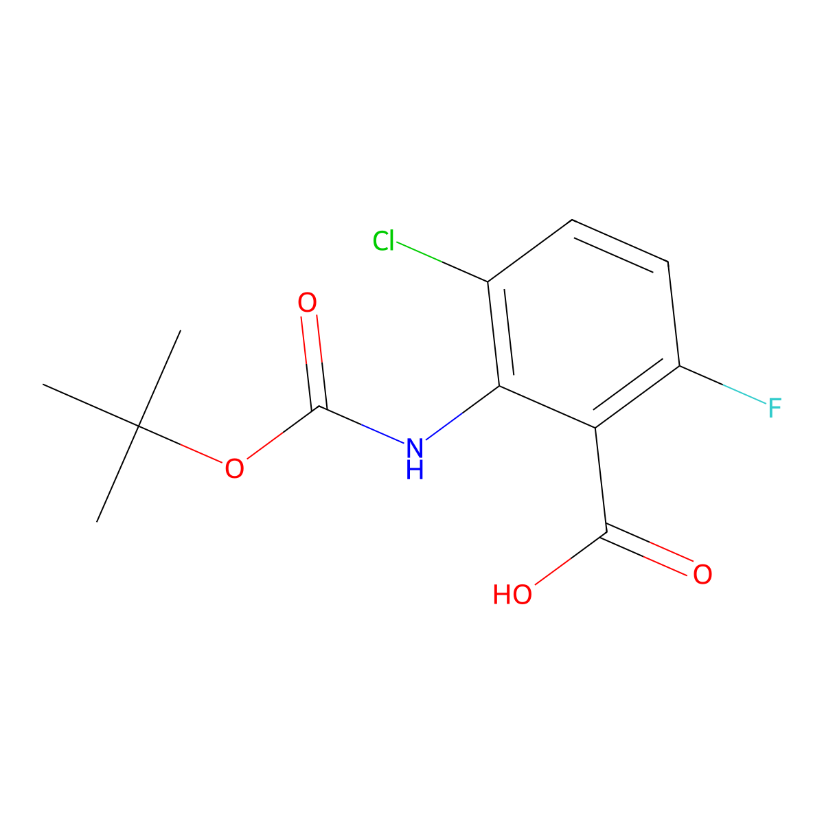 2-{[(Tert-butoxy)carbonyl]amino}-3-chloro-6-fluorobenzoic acid molecular structure, CAS 2248407-28-3