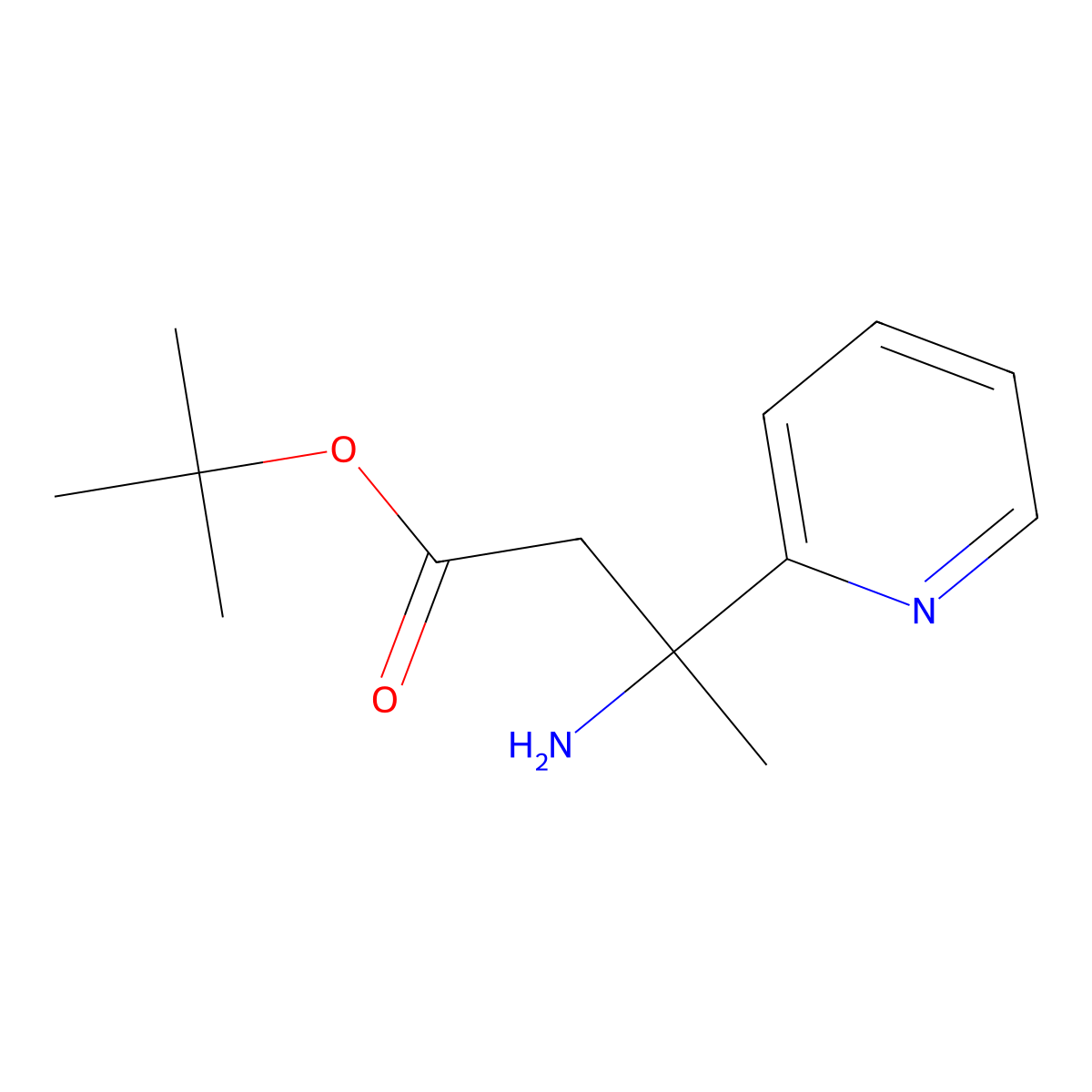 Tert-butyl 3-amino-3-(pyridin-2-yl)butanoate molecular structure, CAS 2248407-38-5